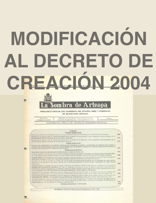 Modificación al Decreto de Creación 2004